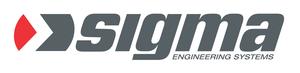 Gray text "sigma" with a red triangle and the words "ENGINEERING SYSTEMS" in smaller font below, showcasing a professional logo design.