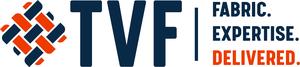 TVF logo featuring an abstract woven pattern in blue, orange, and white, accompanied by the text "FABRIC. EXPERTISE. DELIVERED."